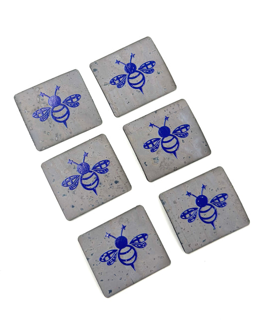 Grey w/ Blueberry Bee Tag by Heartwood & Hide